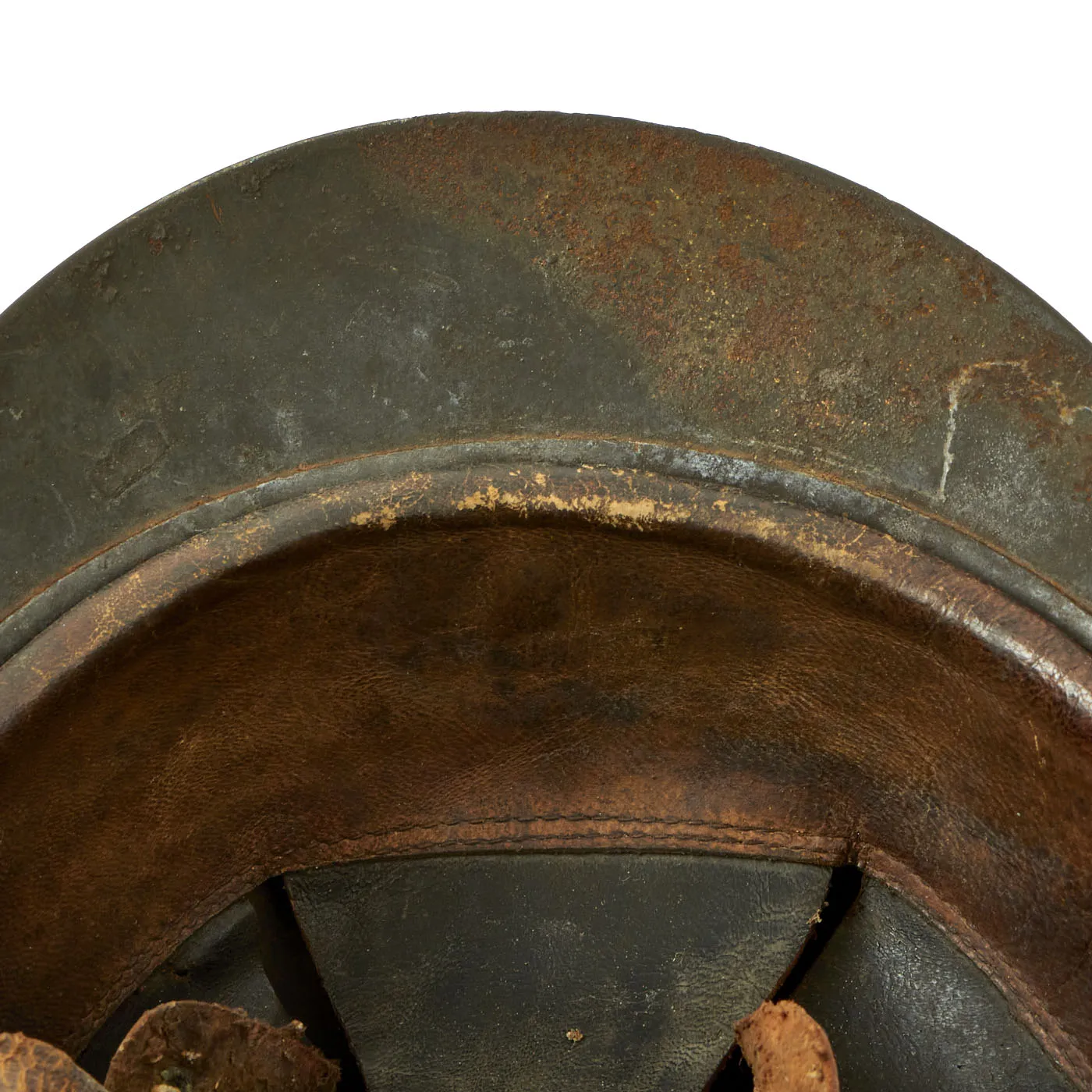 Original French WWI Issue Model 1915 Adrian Helmet in Horizon Blue with RF Badge
