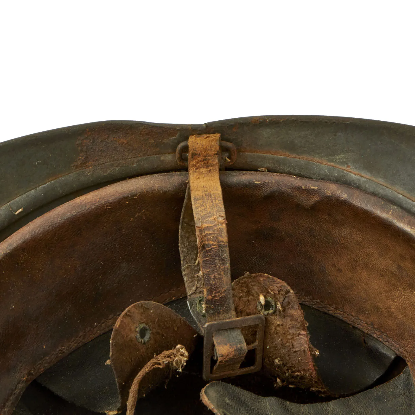Original French WWI Issue Model 1915 Adrian Helmet in Horizon Blue with RF Badge