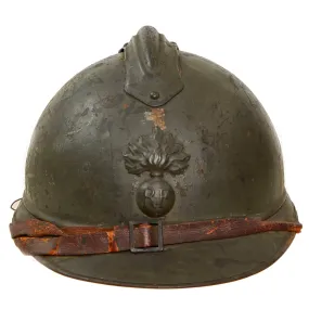 Original French WWI Issue Model 1915 Adrian Helmet Shell in Horizon Blue with RF Badge