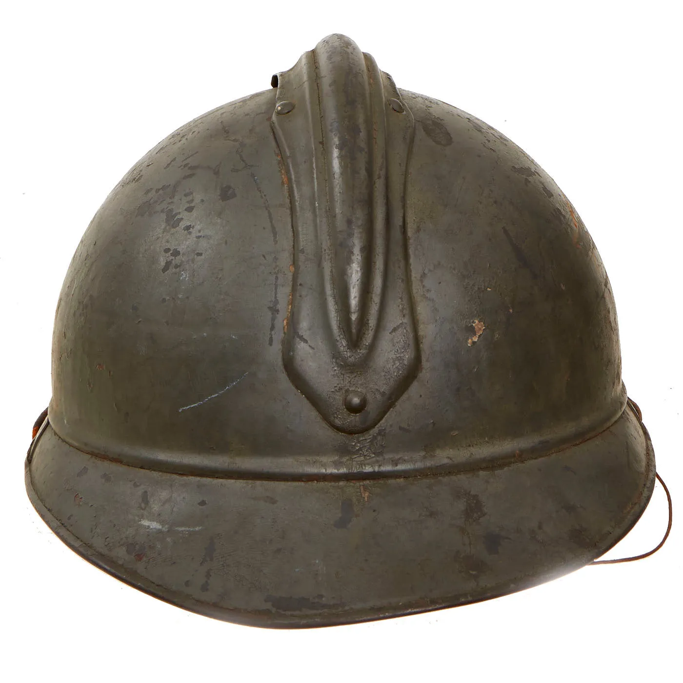Original French WWI Issue Model 1915 Adrian Helmet Shell in Horizon Blue with RF Badge