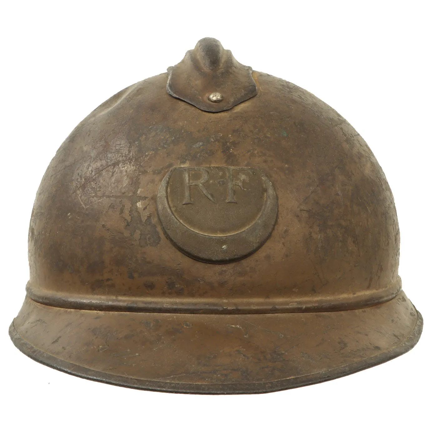 Original French WWI Model 1915 Adrian Helmet Shell in with Zouave & Tirailleurs RF Badge