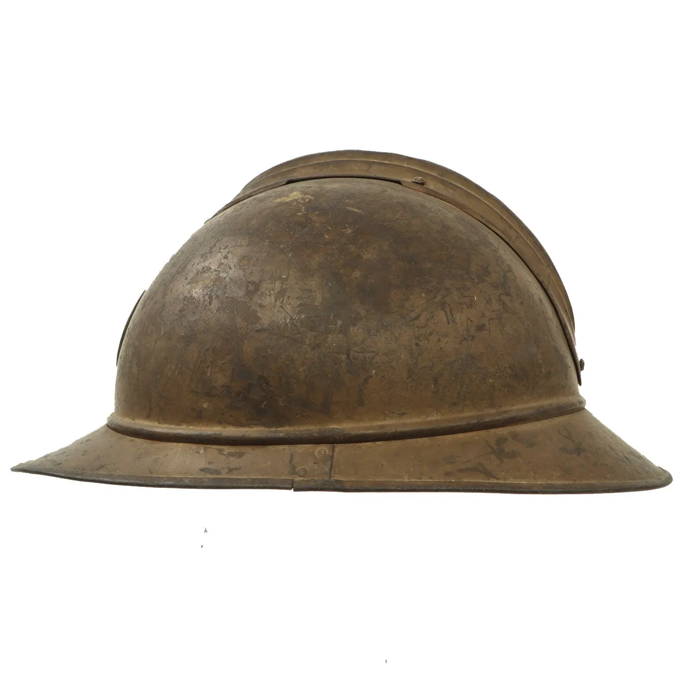 Original French WWI Model 1915 Adrian Helmet Shell in with Zouave & Tirailleurs RF Badge