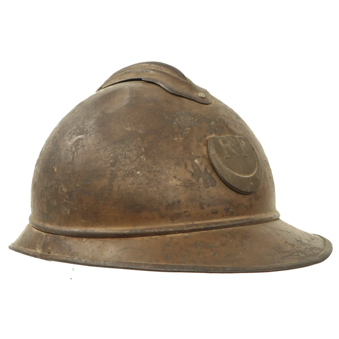 Original French WWI Model 1915 Adrian Helmet Shell in with Zouave & Tirailleurs RF Badge