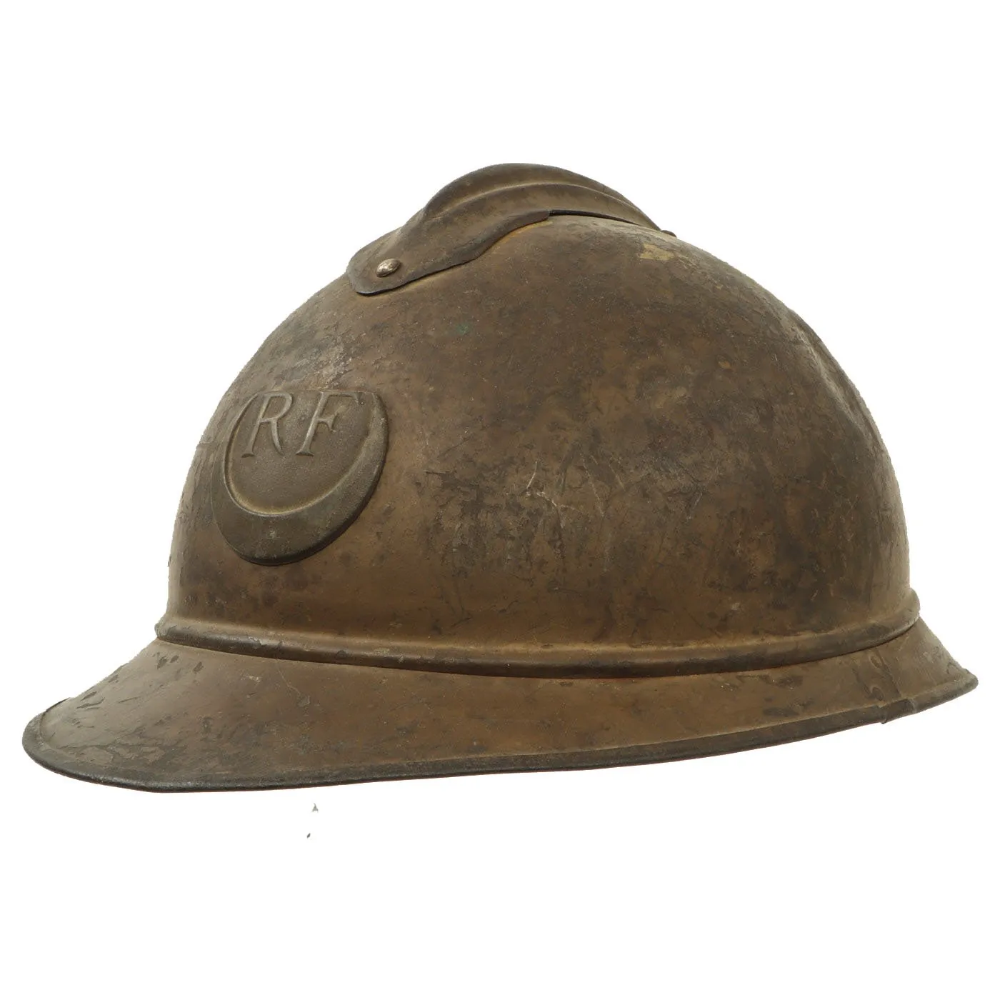 Original French WWI Model 1915 Adrian Helmet Shell in with Zouave & Tirailleurs RF Badge