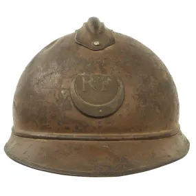 Original French WWI Model 1915 Adrian Helmet Shell in with Zouave & Tirailleurs RF Badge