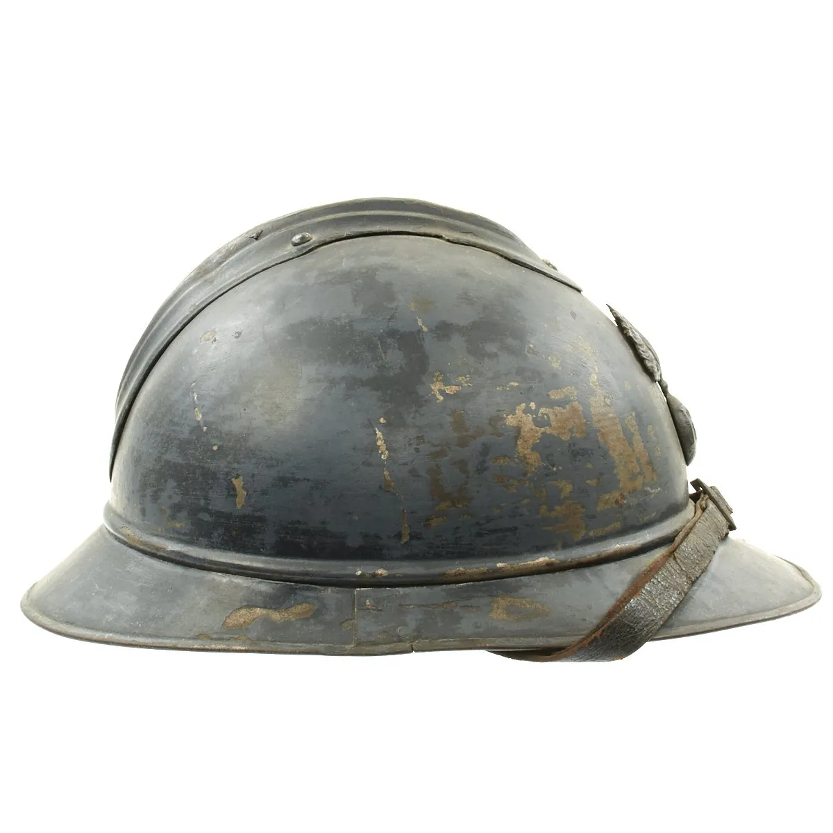 Original French WWI Model 1915 Adrian Helmet with RF Badge - Horizon Blue