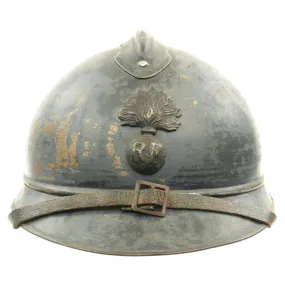 Original French WWI Model 1915 Adrian Helmet with RF Badge - Horizon Blue