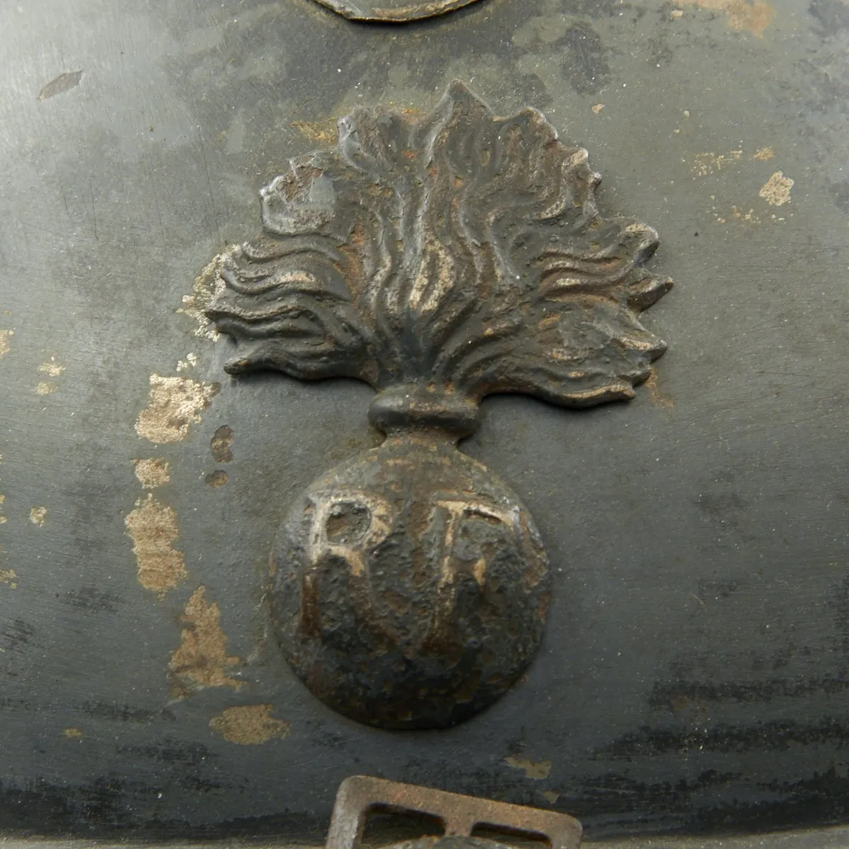 Original French WWI Model 1915 Adrian Helmet with RF Badge - Horizon Blue
