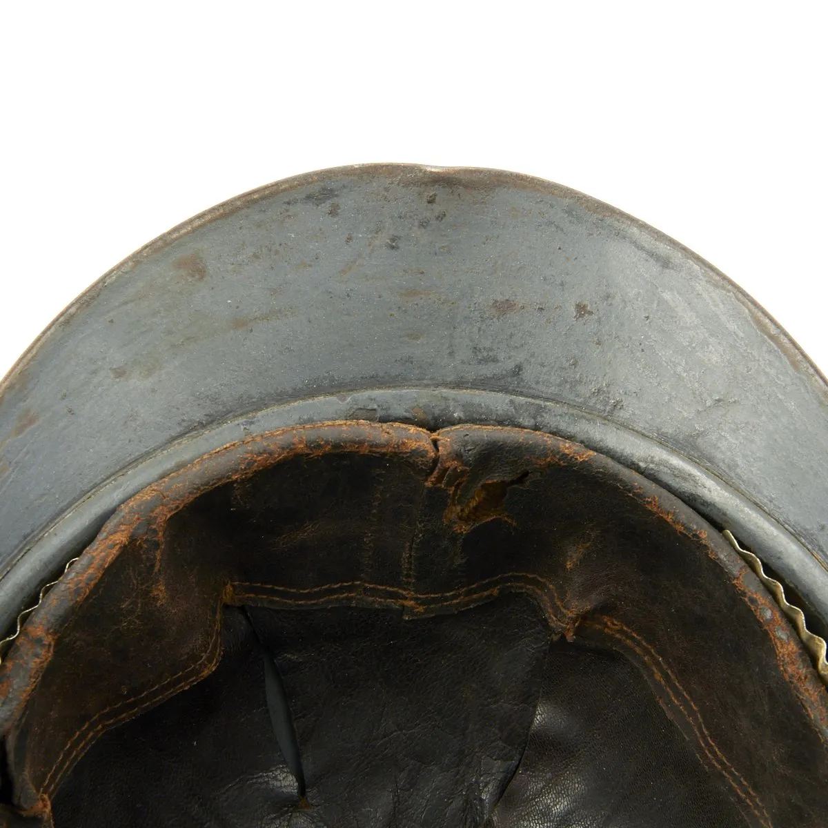 Original French WWI Model 1915 Adrian Helmet with RF Badge - Horizon Blue