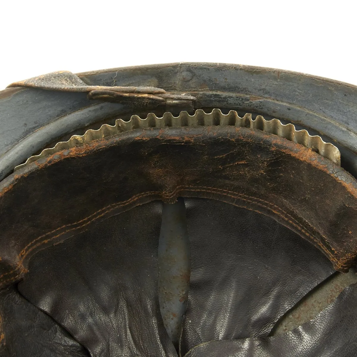Original French WWI Model 1915 Adrian Helmet with RF Badge - Horizon Blue