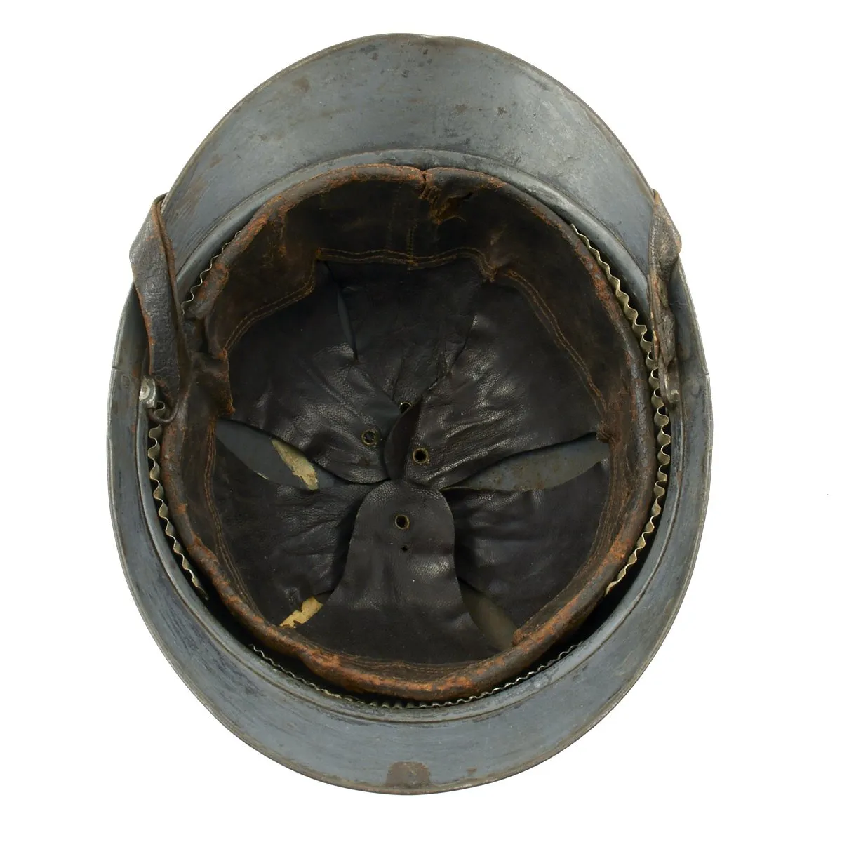 Original French WWI Model 1915 Adrian Helmet with RF Badge - Horizon Blue