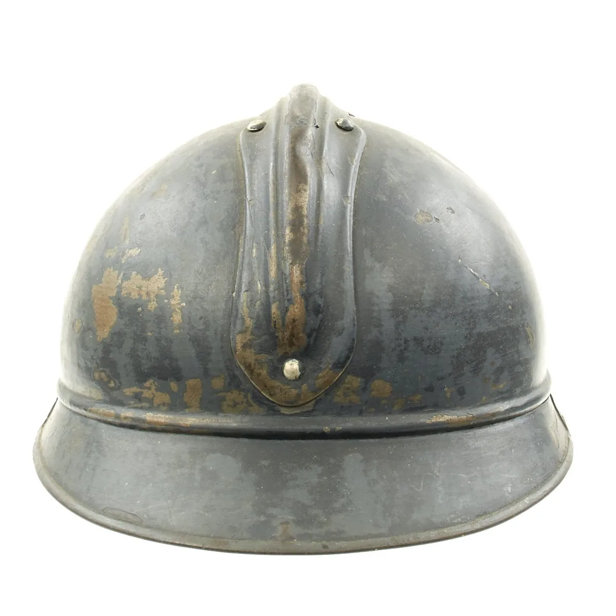 Original French WWI Model 1915 Adrian Helmet with RF Badge - Horizon Blue
