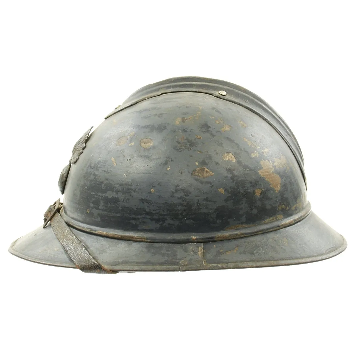 Original French WWI Model 1915 Adrian Helmet with RF Badge - Horizon Blue