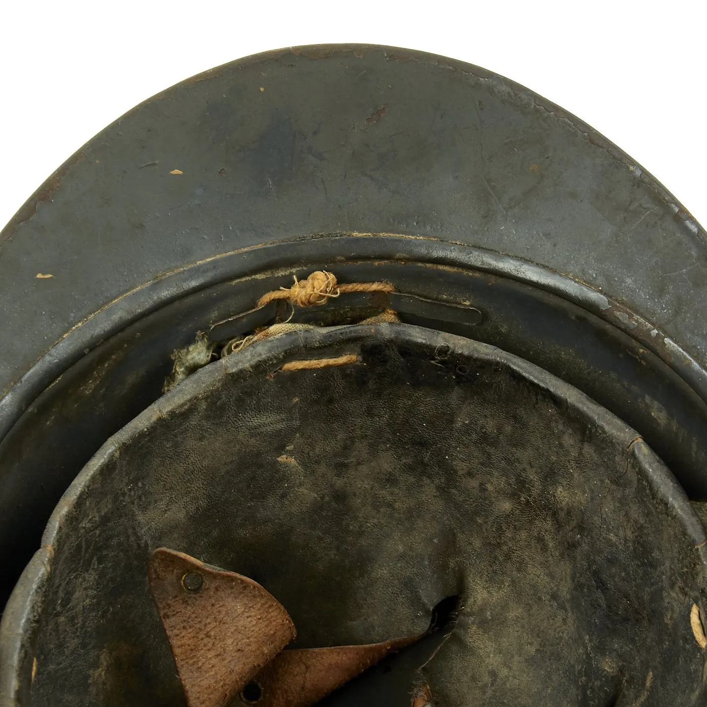 Original French WWI Model 1915 Adrian Helmet with RF Badge