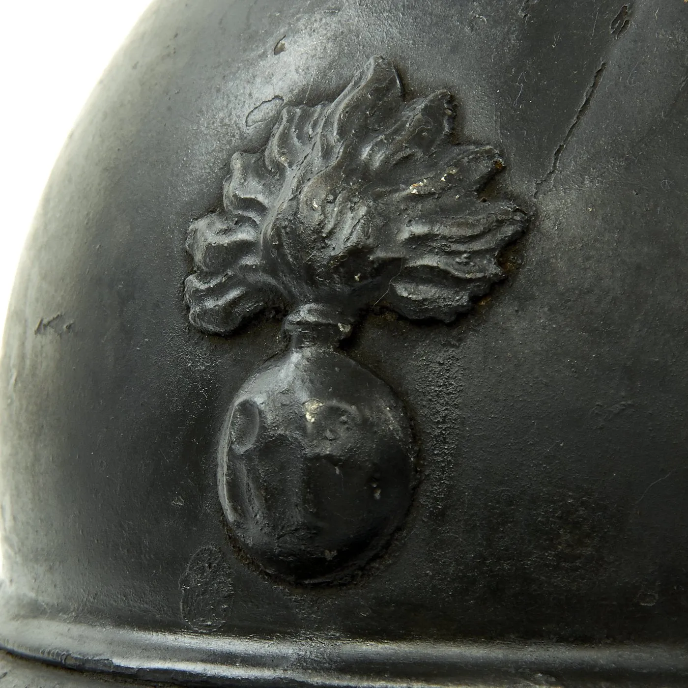 Original French WWI Model 1915 Adrian Helmet with RF Badge