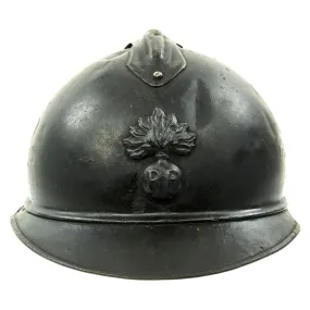 Original French WWI Model 1915 Adrian Helmet with RF Badge