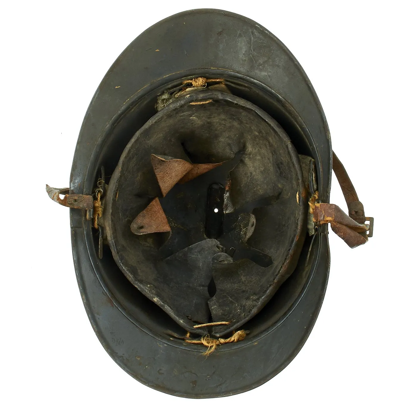 Original French WWI Model 1915 Adrian Helmet with RF Badge