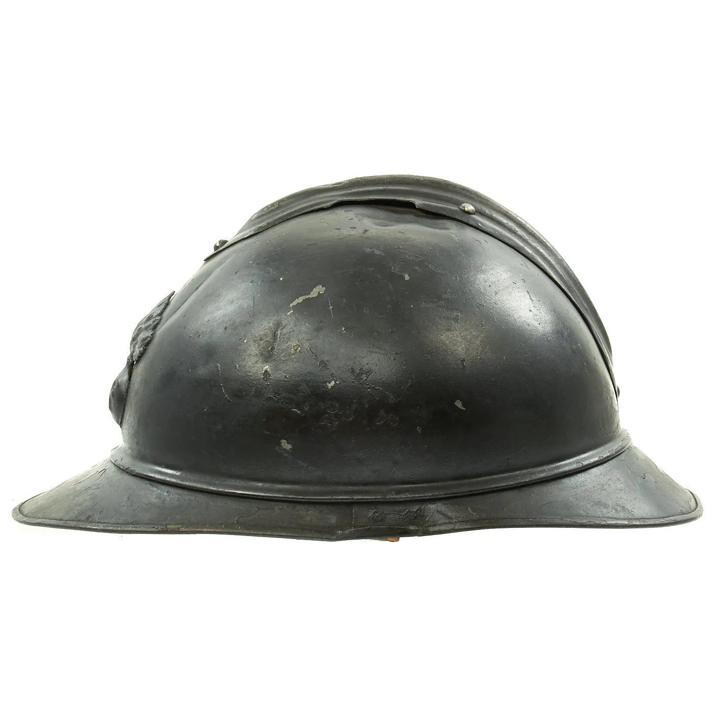 Original French WWI Model 1915 Adrian Helmet with RF Badge