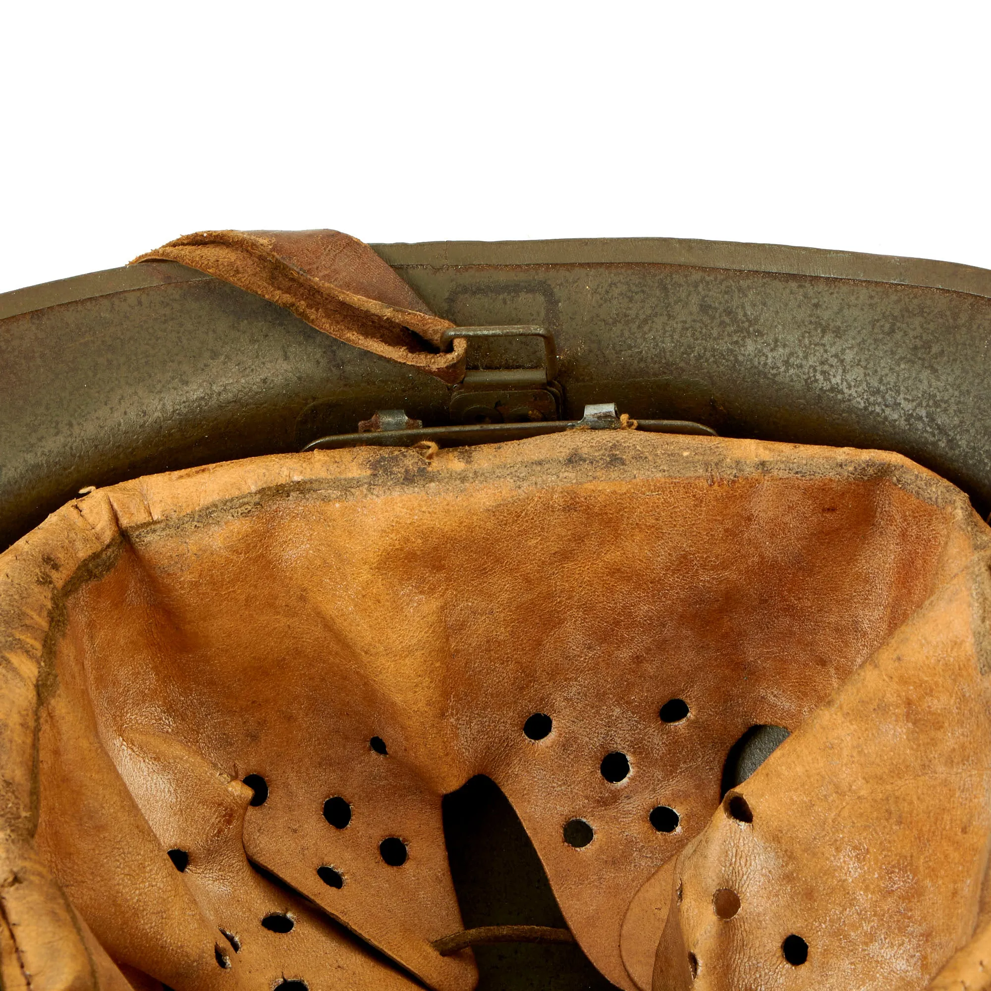 Original French WWII Model 1926 Adrian Infantry Helmet with 54cm Liner & Chinstrap - Olive Green