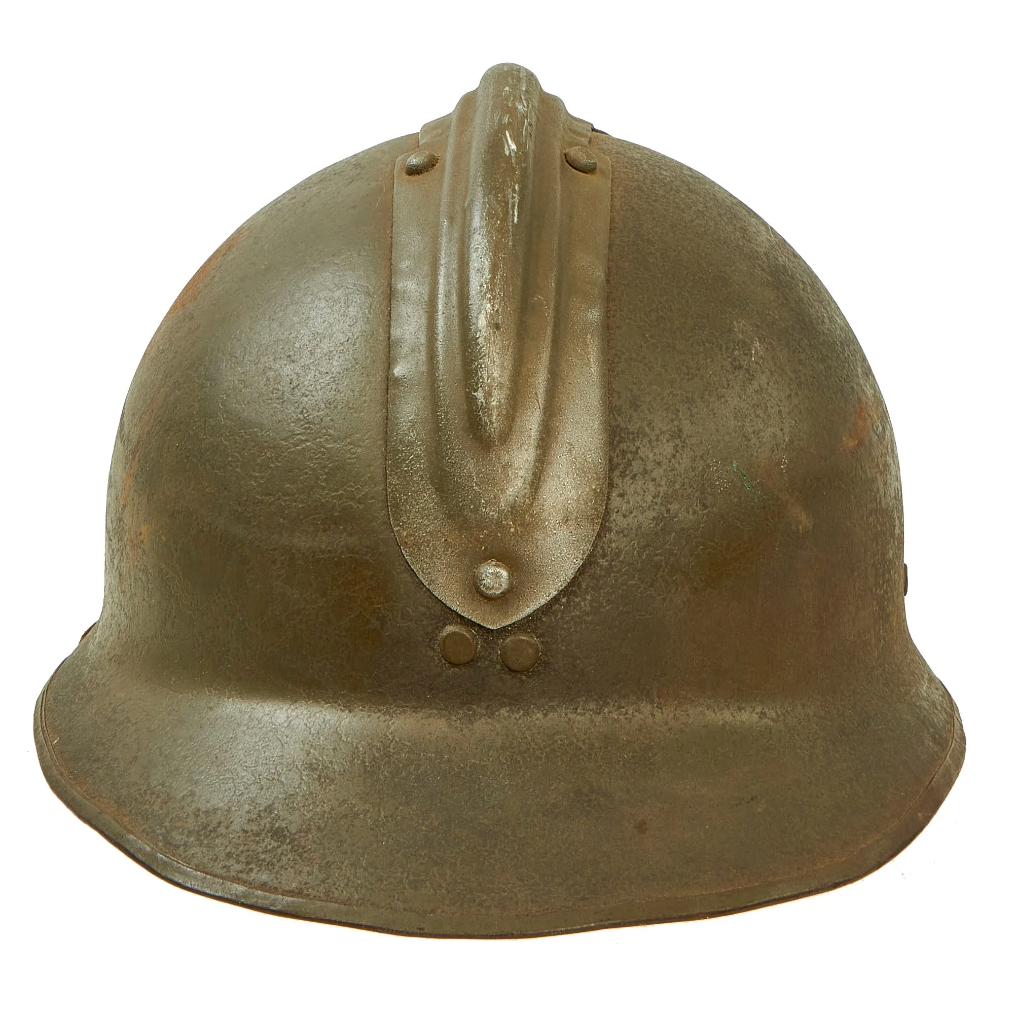 Original French WWII Model 1926 Adrian Infantry Helmet with 54cm Liner & Chinstrap - Olive Green