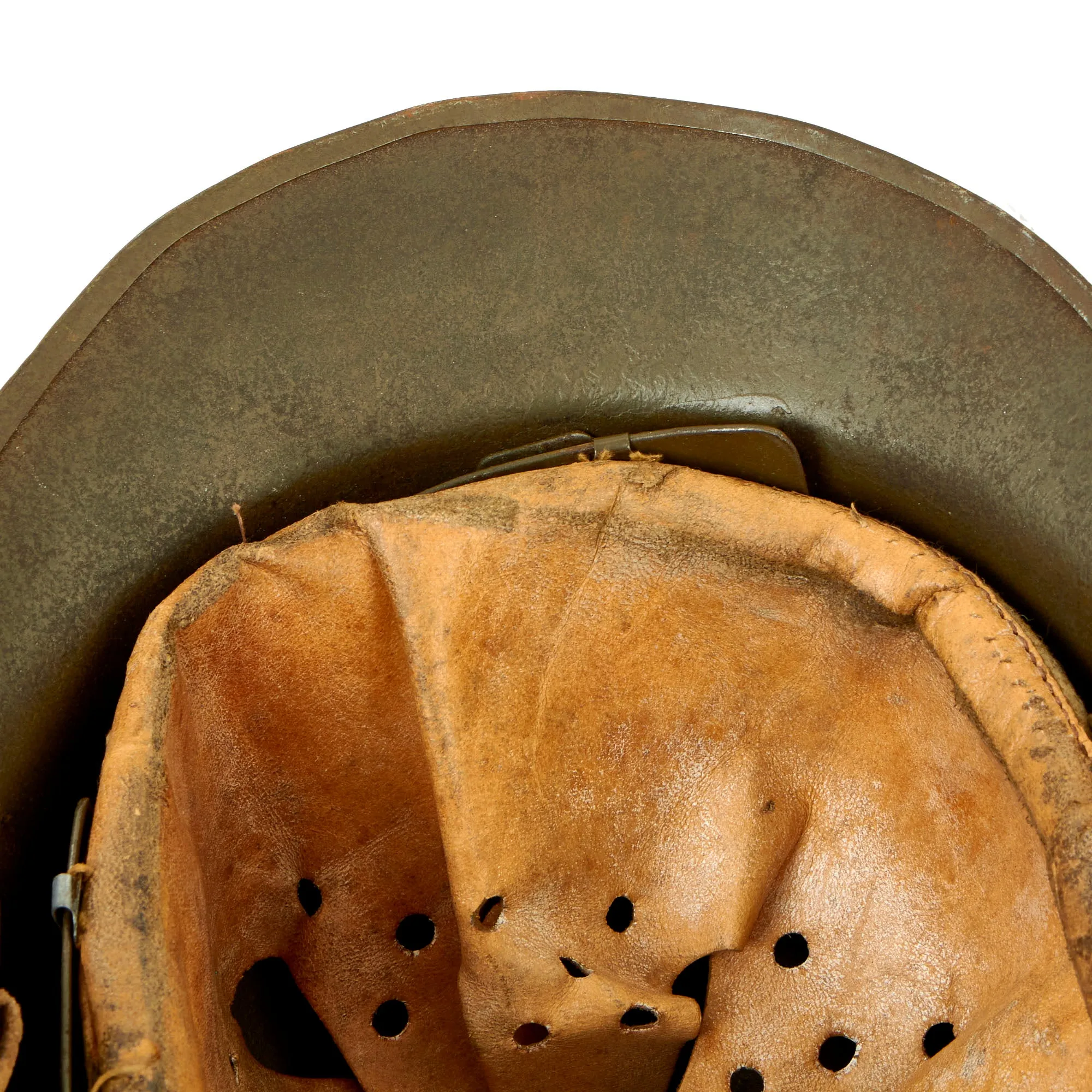 Original French WWII Model 1926 Adrian Infantry Helmet with 54cm Liner & Chinstrap - Olive Green