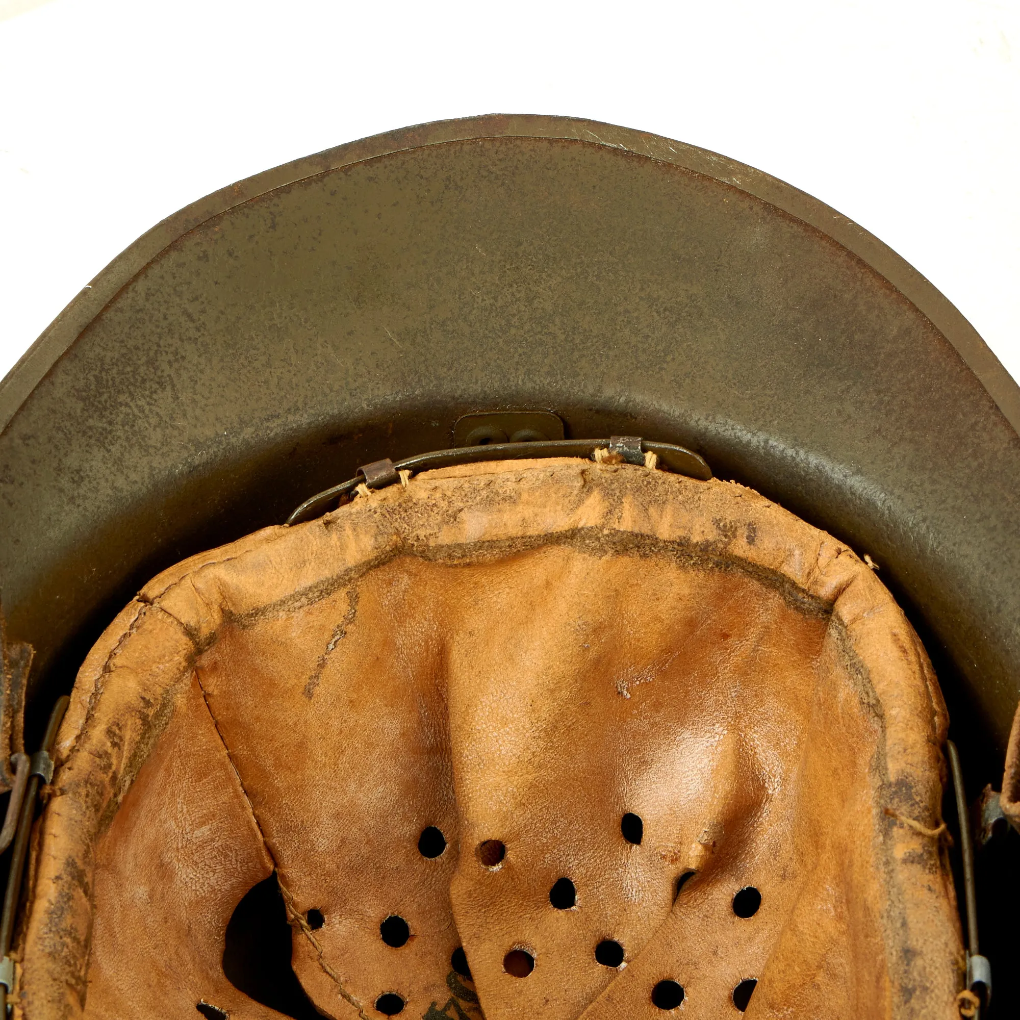 Original French WWII Model 1926 Adrian Infantry Helmet with 54cm Liner & Chinstrap - Olive Green