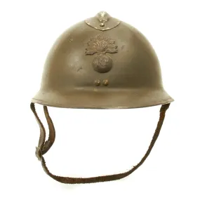 Original French WWII Model 1926 Adrian Infantry Helmet with RF Badge