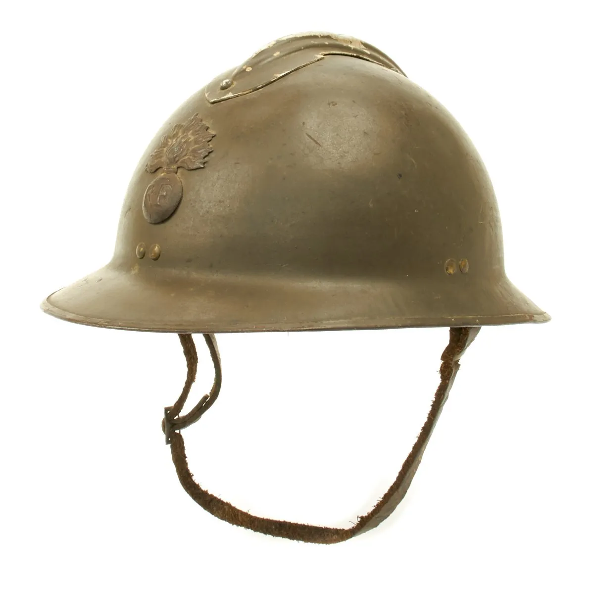 Original French WWII Model 1926 Adrian Infantry Helmet with RF Badge