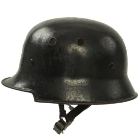 Original German Pre-WWII M34 Square Dip Early First Pattern Fire Police Helmet - Removed Decals