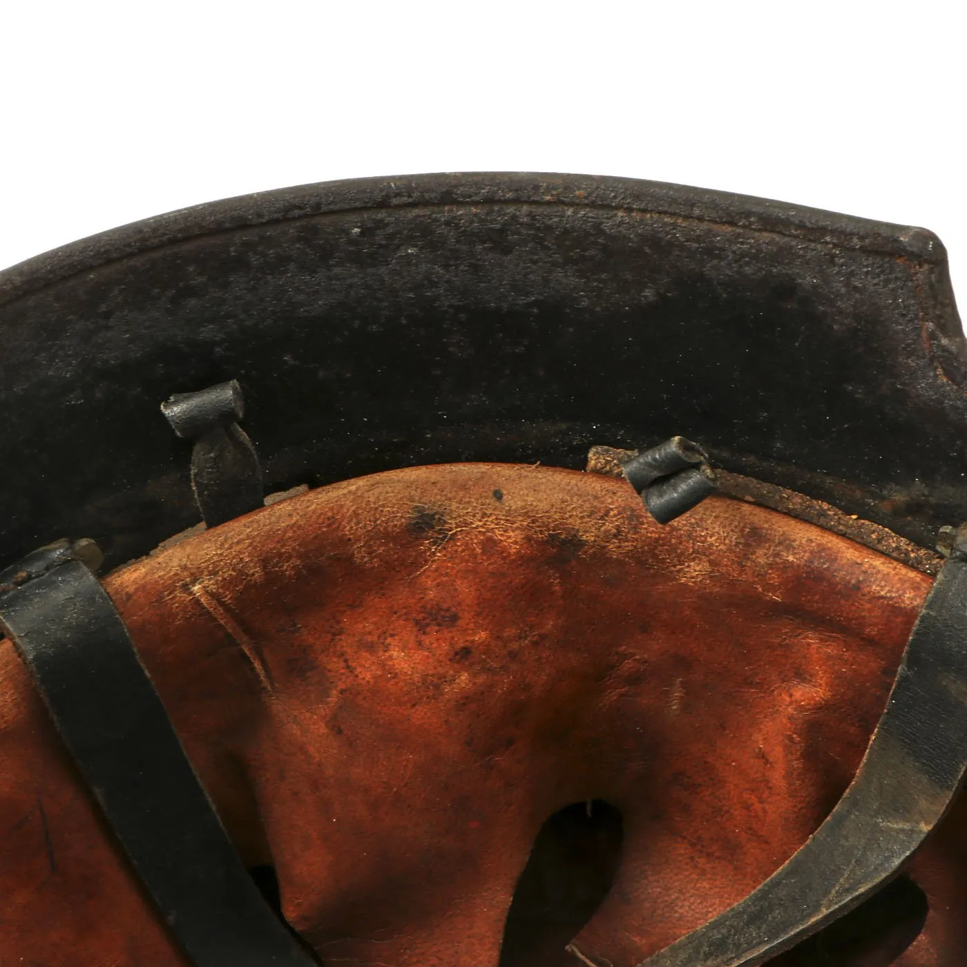 Original German Pre-WWII M34 Square Dip Early First Pattern Fire Police Helmet - Removed Decals