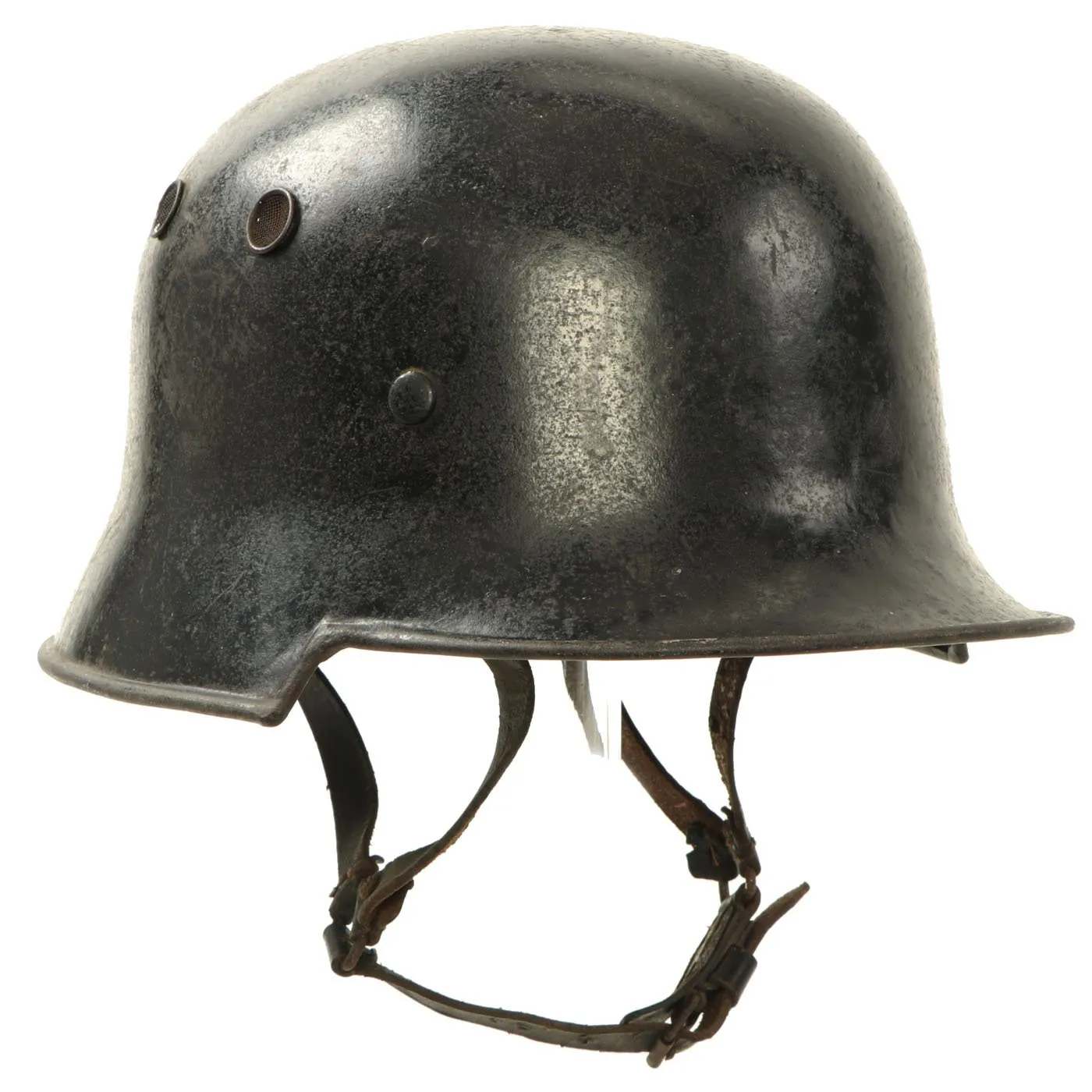 Original German Pre-WWII M34 Square Dip Early First Pattern Fire Police Helmet - Removed Decals