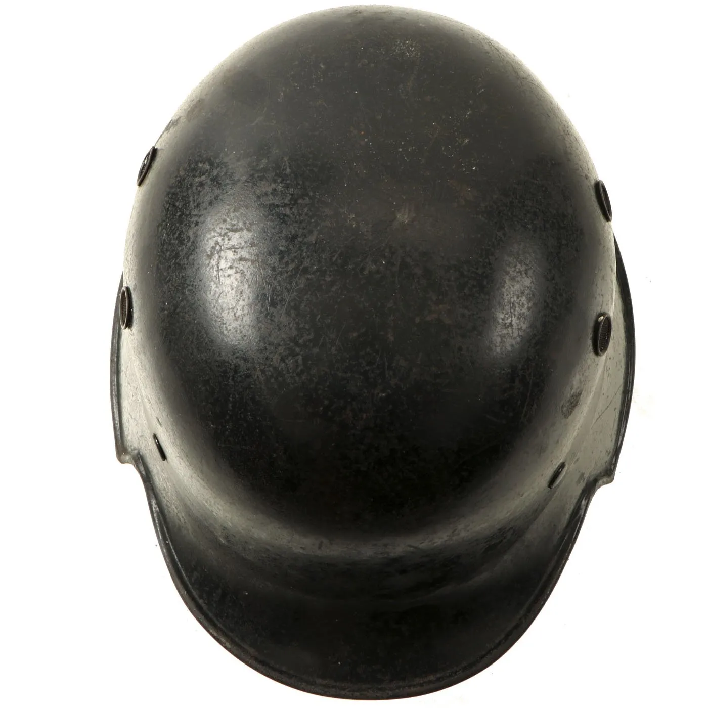 Original German Pre-WWII M34 Square Dip Early First Pattern Fire Police Helmet - Removed Decals