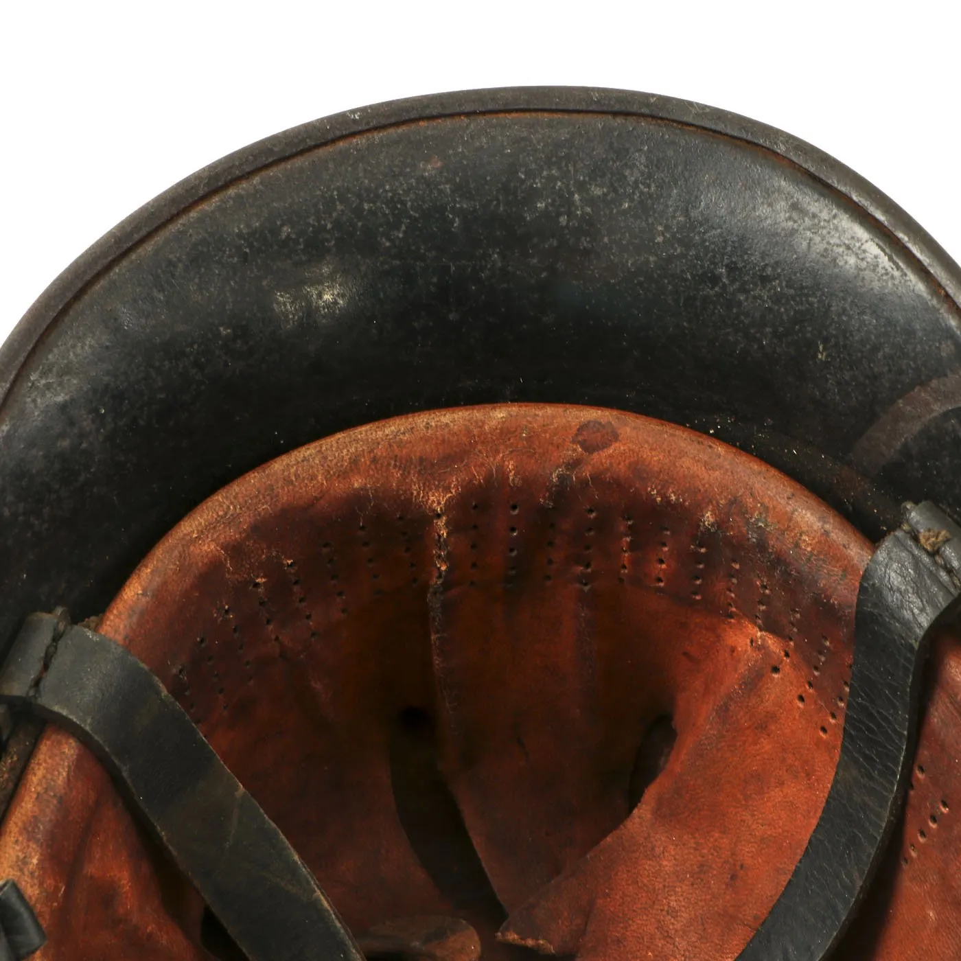 Original German Pre-WWII M34 Square Dip Early First Pattern Fire Police Helmet - Removed Decals
