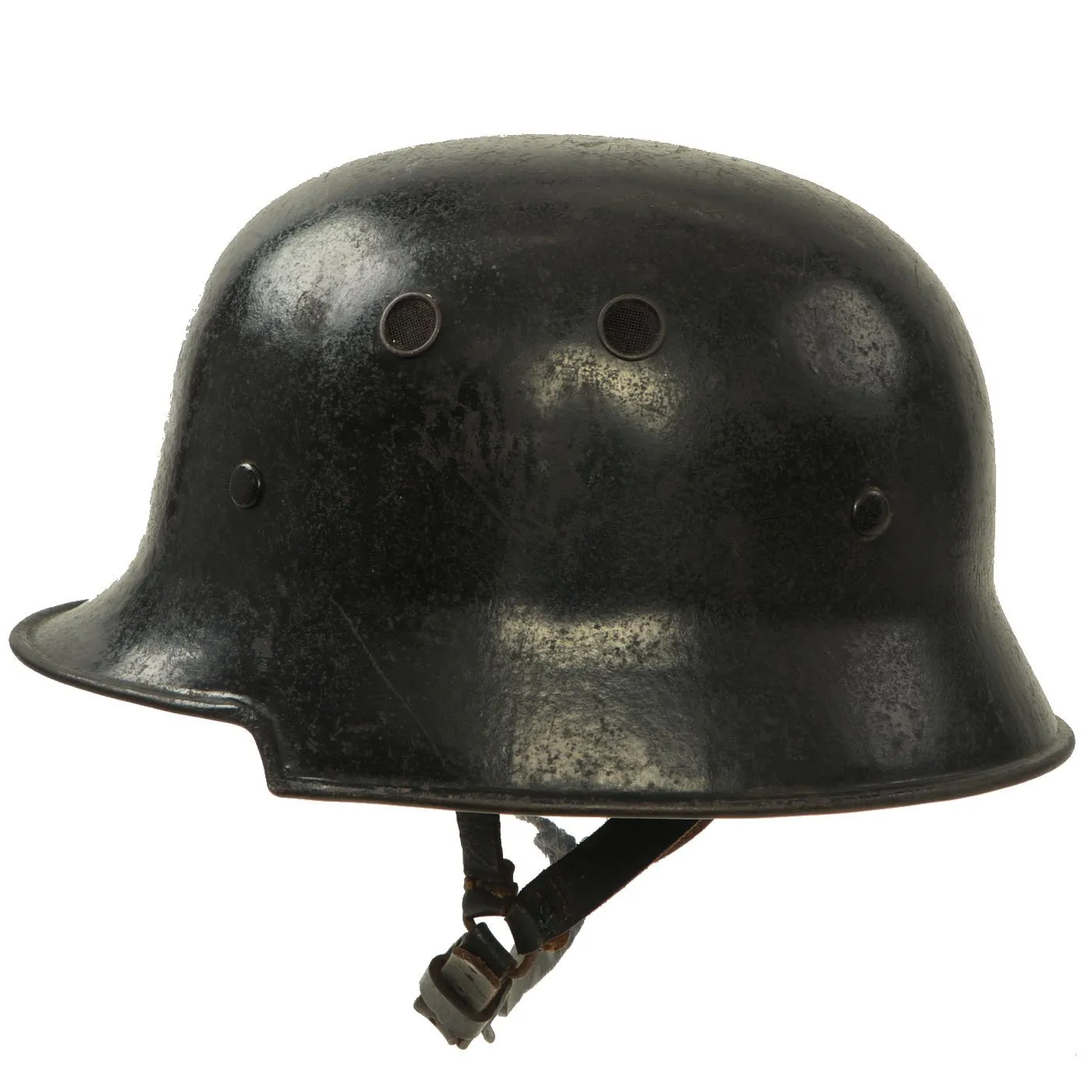 Original German Pre-WWII M34 Square Dip Early First Pattern Fire Police Helmet - Removed Decals