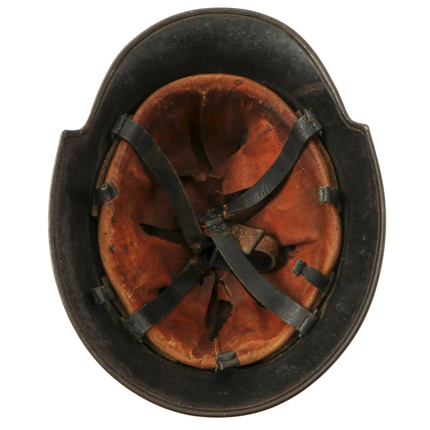 Original German Pre-WWII M34 Square Dip Early First Pattern Fire Police Helmet - Removed Decals