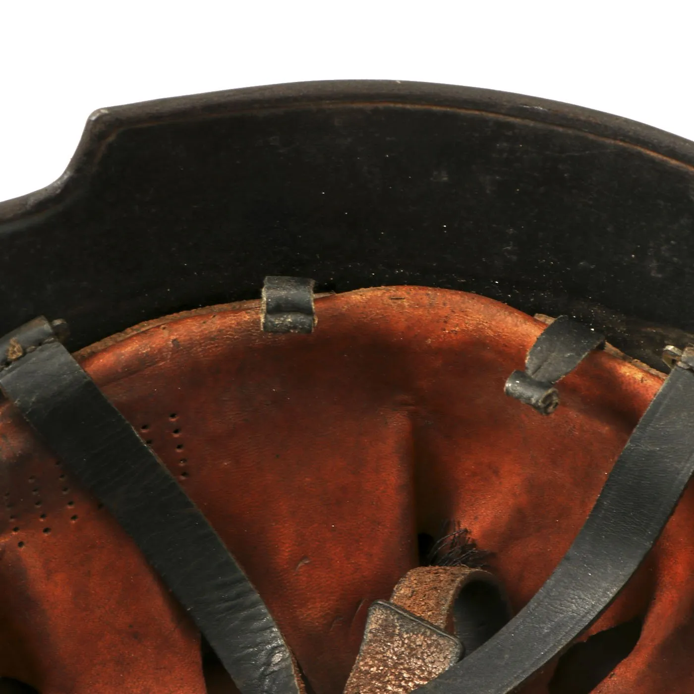 Original German Pre-WWII M34 Square Dip Early First Pattern Fire Police Helmet - Removed Decals