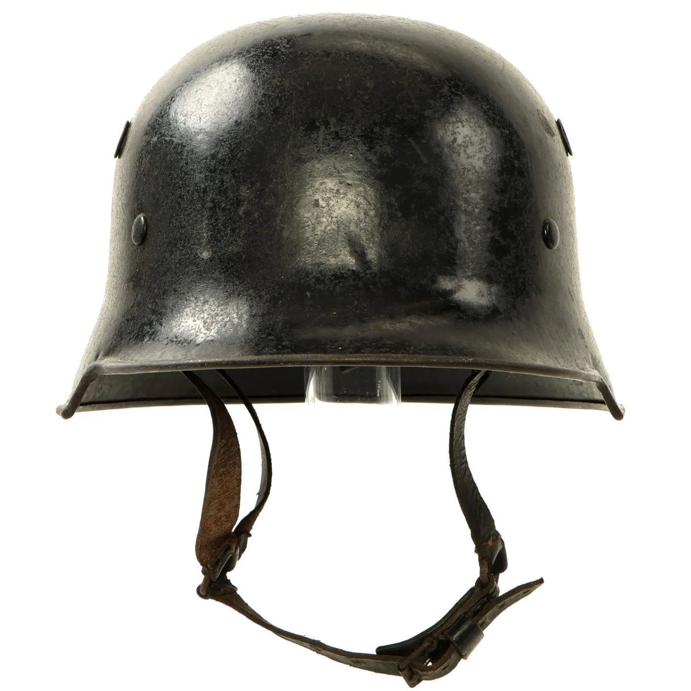 Original German Pre-WWII M34 Square Dip Early First Pattern Fire Police Helmet - Removed Decals