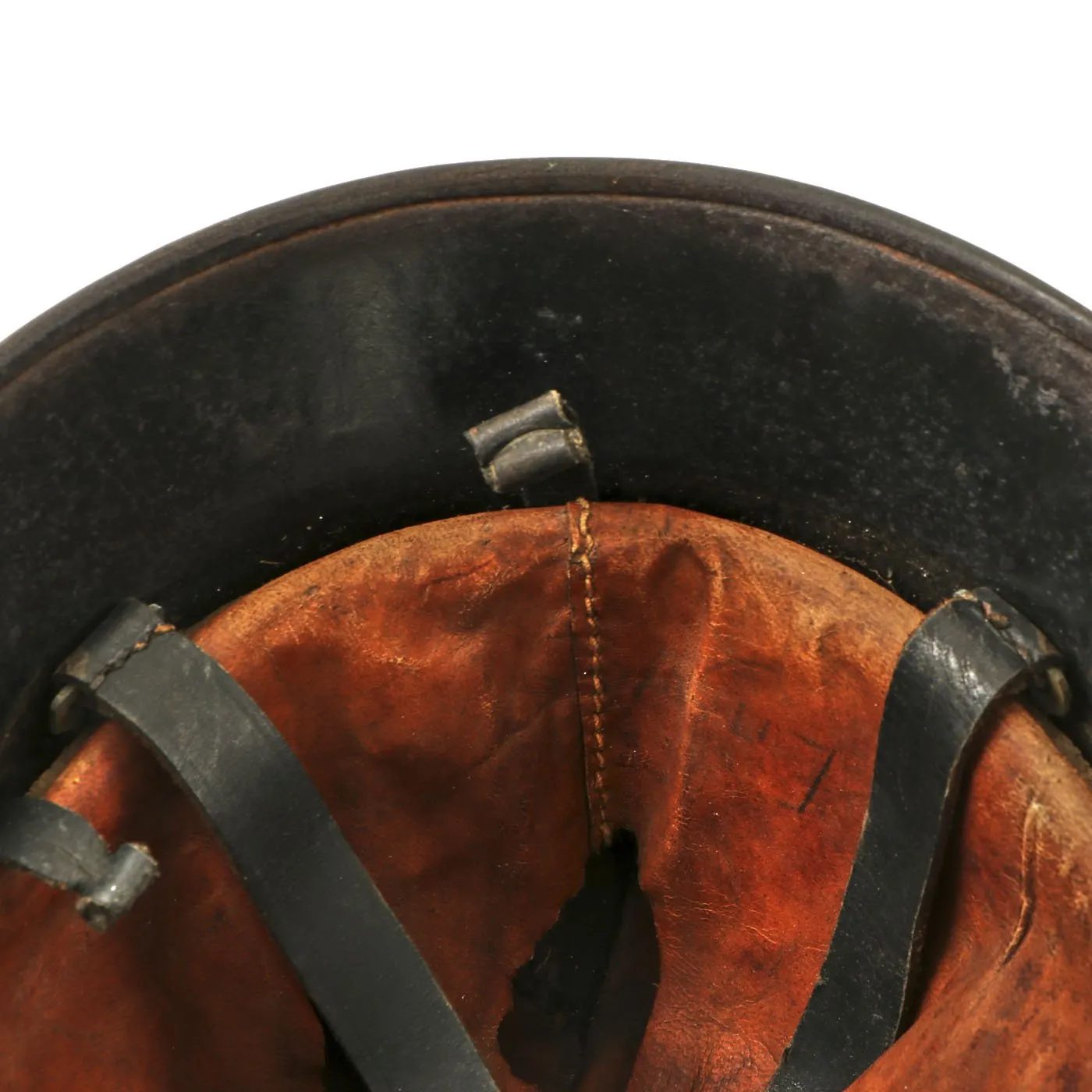 Original German Pre-WWII M34 Square Dip Early First Pattern Fire Police Helmet - Removed Decals