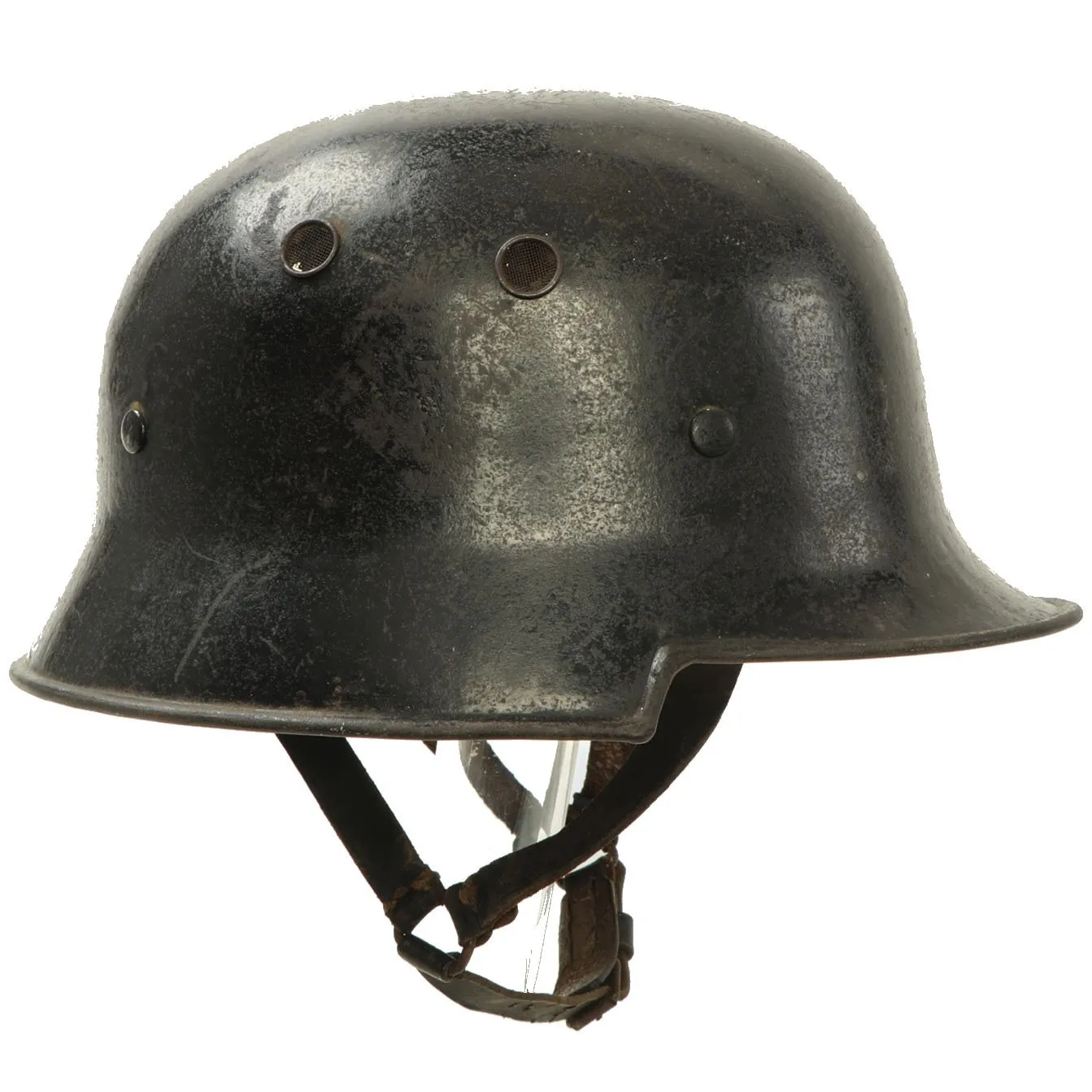 Original German Pre-WWII M34 Square Dip Early First Pattern Fire Police Helmet - Removed Decals