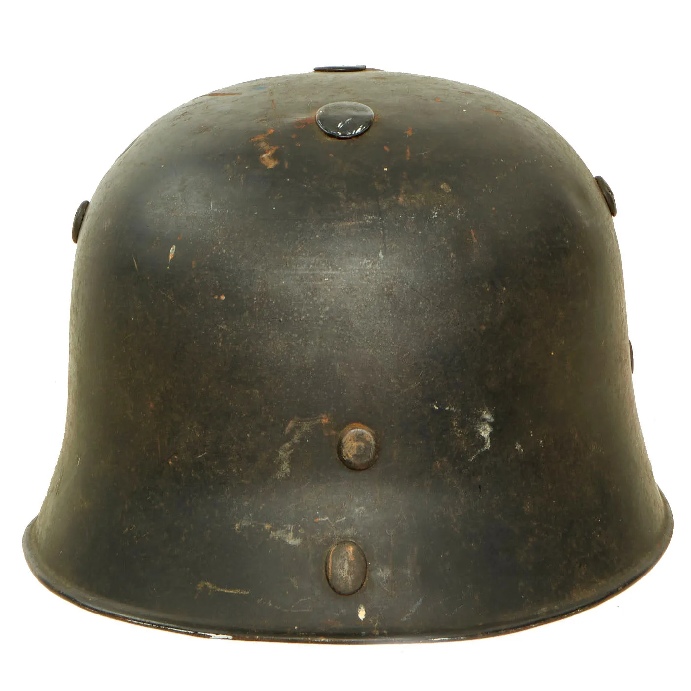 Original German Pre-WWII M34 Square Dip Early First Pattern Fire Protection Police Helmet with Double Decals