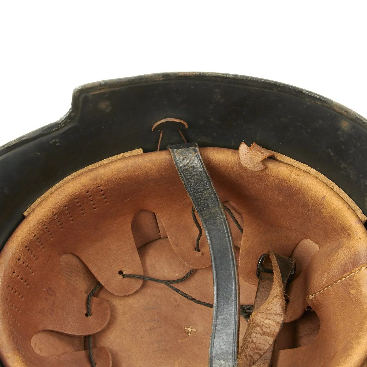 Original German Pre-WWII M34 Square Dip Early Style Fire Police Helmet with Double Decals - Size 57 1/2