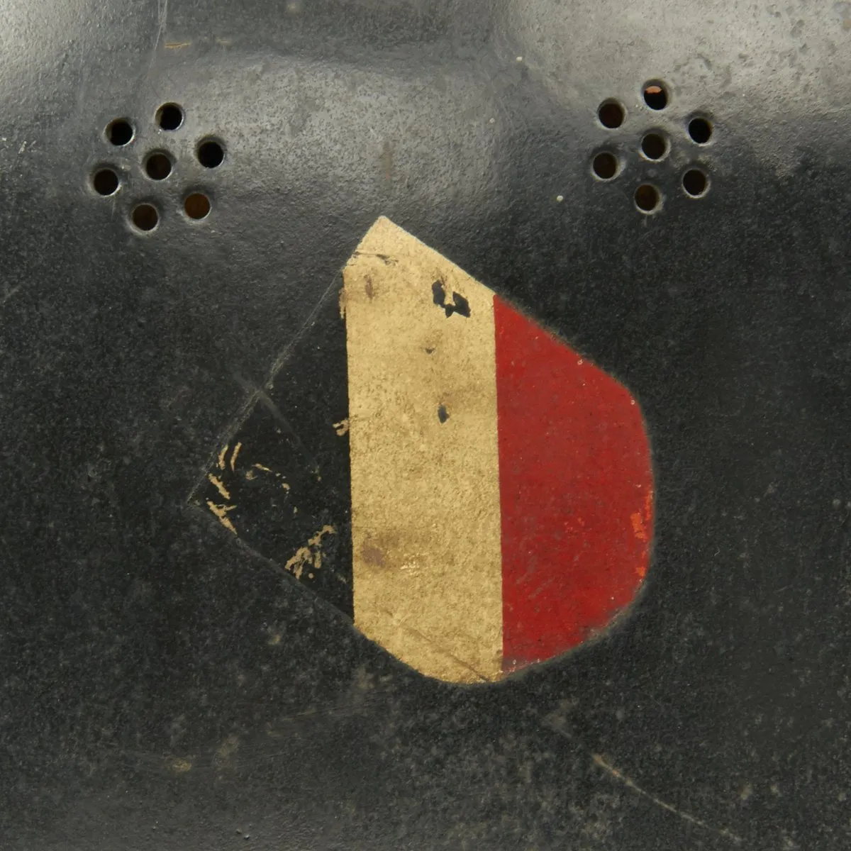 Original German Pre-WWII M34 Square Dip Early Style Fire Police Helmet with Double Decals - Size 57 1/2