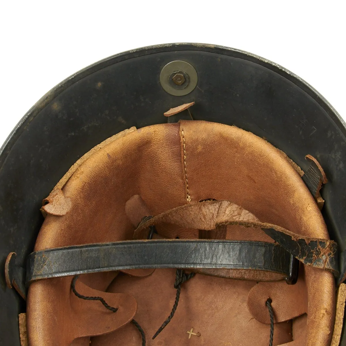 Original German Pre-WWII M34 Square Dip Early Style Fire Police Helmet with Double Decals - Size 57 1/2