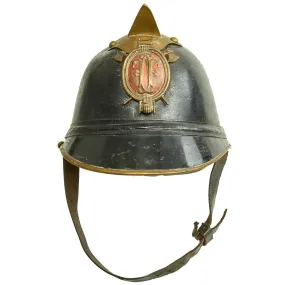 Original German WWI Leather & Steel Fire Brigade Helmet