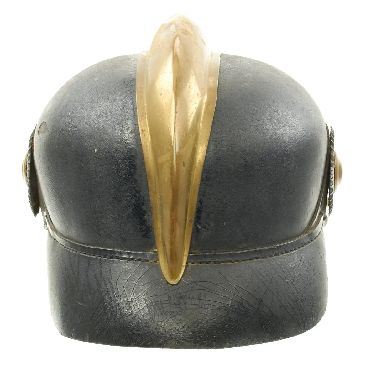 Original German WWI Leather Fire Brigade Helmet by Gustav Rannenberg of Hannover
