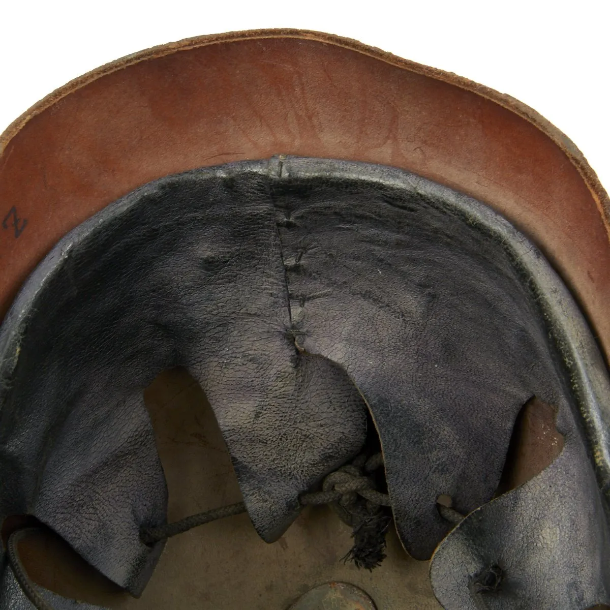 Original German WWI Leather Fire Brigade Helmet by Gustav Rannenberg of Hannover