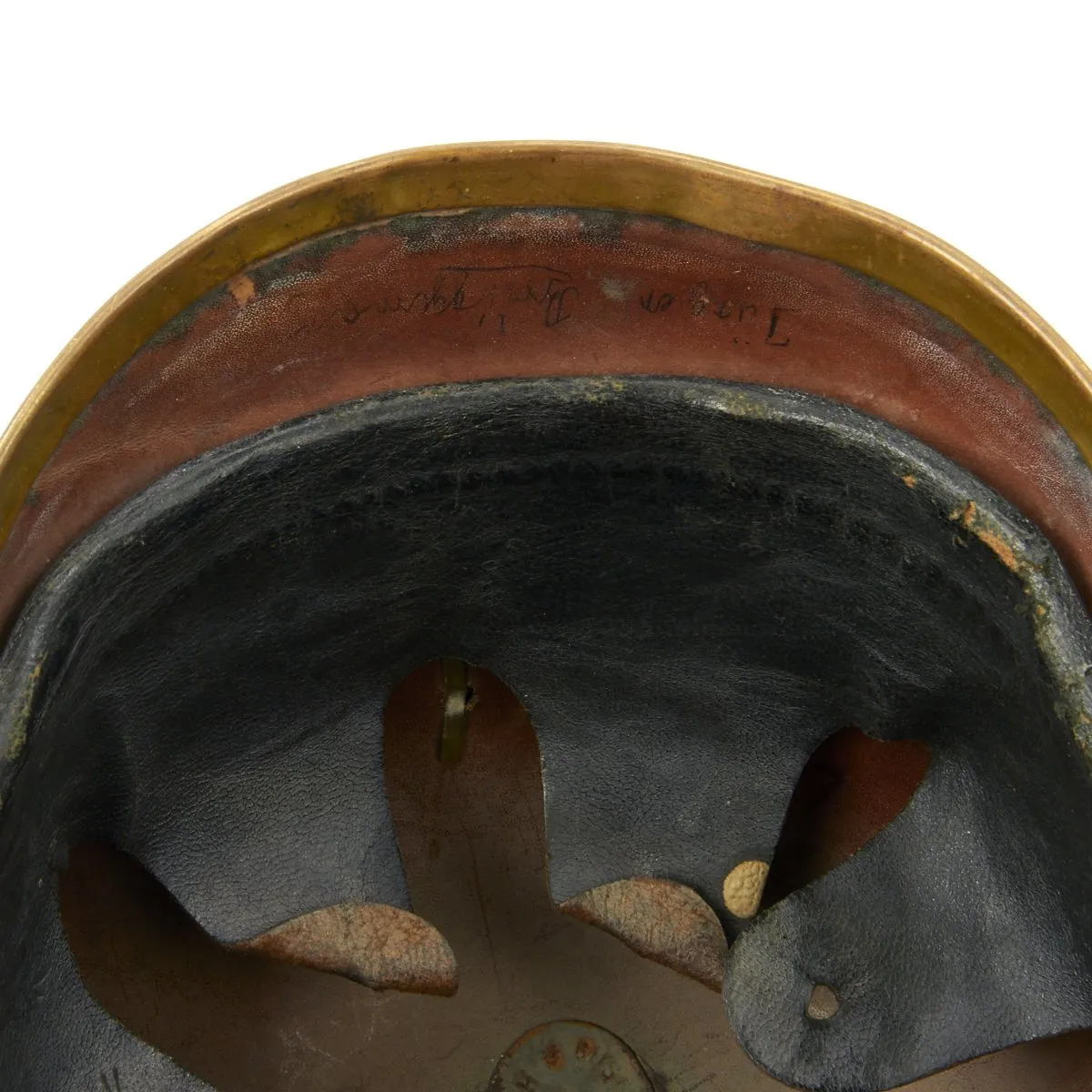 Original German WWI Leather Fire Brigade Helmet by Gustav Rannenberg of Hannover