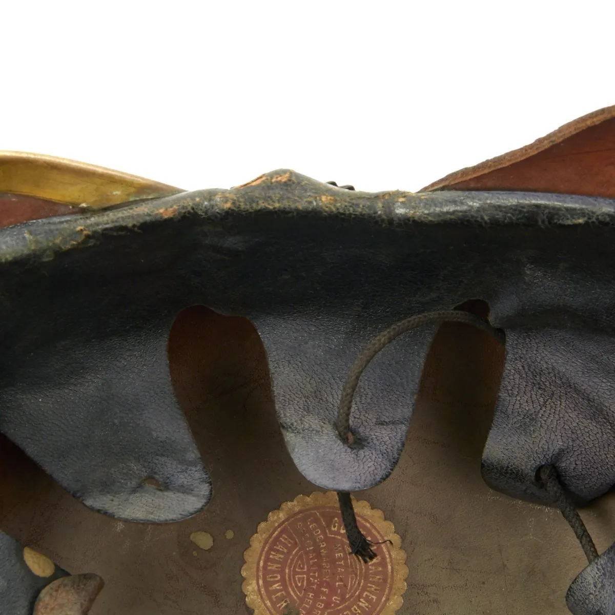 Original German WWI Leather Fire Brigade Helmet by Gustav Rannenberg of Hannover