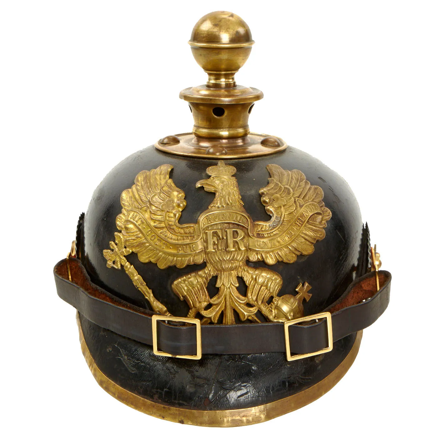 Original German WWI Prussian M1895 Artillery Gilded Pickelhaube Helmet - Kugelhelm