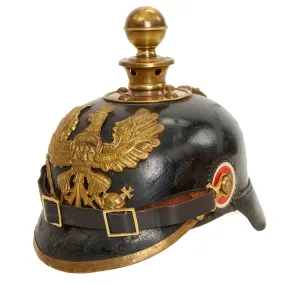 Original German WWI Prussian M1895 Artillery Gilded Pickelhaube Helmet - Kugelhelm